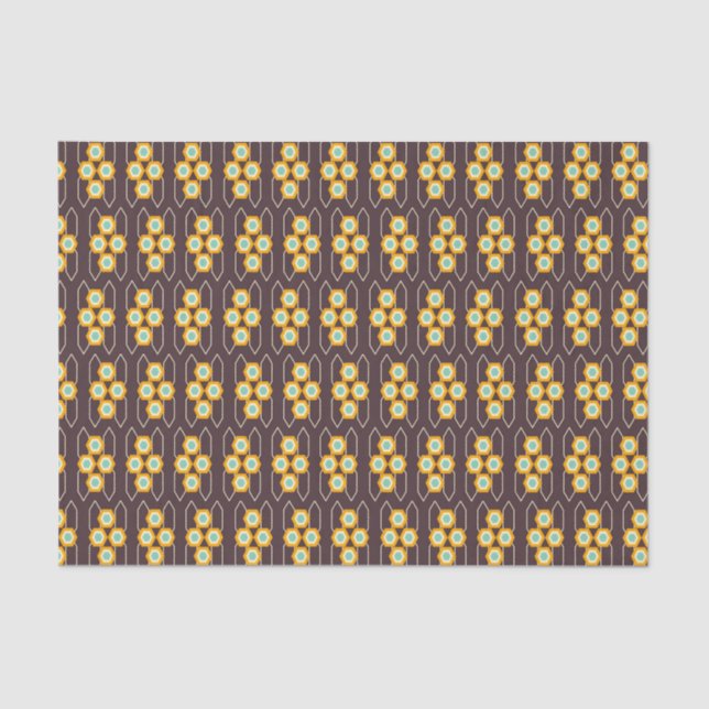 Papel De Seda Geometric pattern with orange and blue hexagons (Frente )