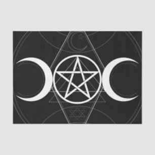 Papel De Seda Geométrica da Lua Tripla Pentagrama Wicca Aniversá