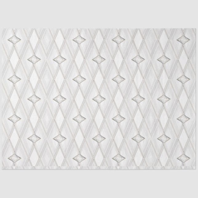 Papel De Seda Geométrico Abstrato de Padrão de Diamante Branco (Frente )