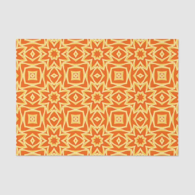 Papel De Seda Geométrico abstrato Star - Laranja e Dourado (Frente )