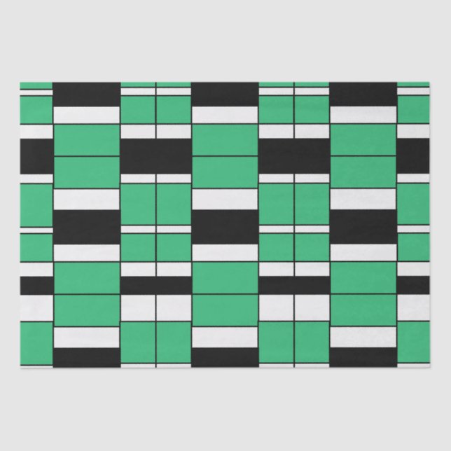 Papel De Seda Geométrico do Meio século Verde Preto (Frente )