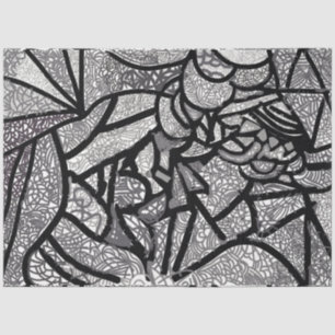 Papel De Seda Geométrico Moderno, Preto e Branco