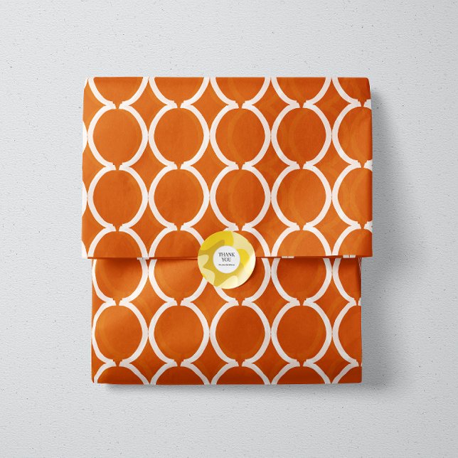 Papel De Seda Geométrico Ogee Treliça Laranja Queimada (Criador carregado)