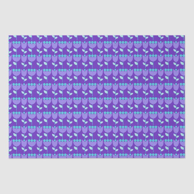 Papel De Seda Geométrico Retro Flower Bauhaus Purple Birday (Frente )