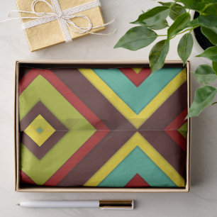 Papel De Seda Geométrico Vibrante de Stripes Diagonais Multicolo