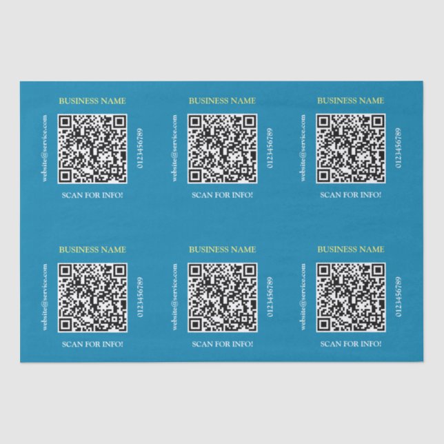 Papel De Seda Gerar o site de nome comercial do código QR, azul (Frente )