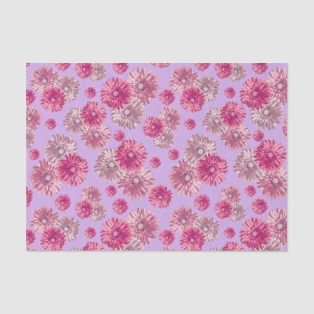 Papel De Seda Gerbera Daisies, cor-de-rosa (Frente )