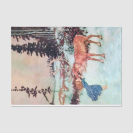 Papel De Seda Gerda e Reindeer, Rainha da Neve, Conte Fada