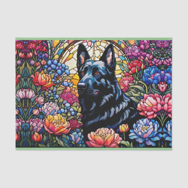 Papel De Seda German shepherd no Jardim de Vidro Estreito (Frente )