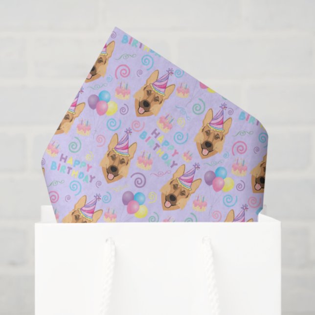 Papel De Seda German Shepherd Tissue Paper in Purple (Sacola de presentes)