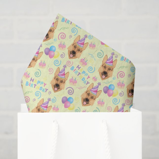 Papel De Seda German Shepherd Tissue Paper in Yellow (Sacola de presentes)