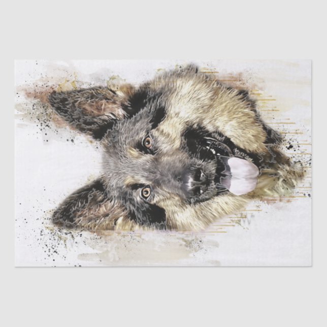 Papel De Seda German shepherd Watercolor (Frente )