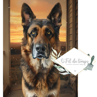 Papel De Seda German Sheppard on a porch - Decoupage Paper