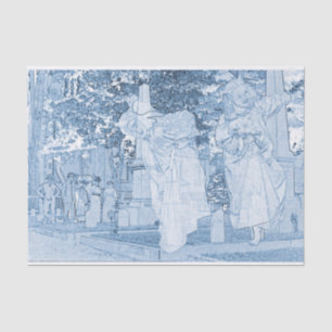 Papel De Seda Ghost Girls Scaping Cemetery Vintage Art Foto