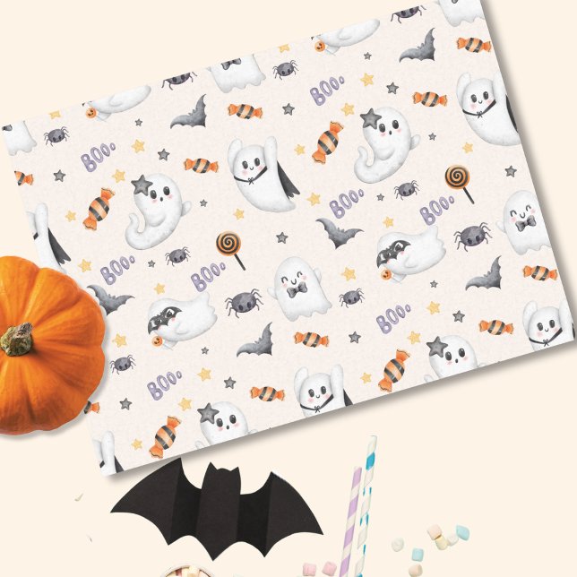 Papel De Seda Ghost Halloween do Boo Branco de Pastel Bonito (Criador carregado)