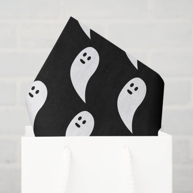 Papel De Seda Ghost Halloween - padrão branco preto (Sacola de presentes)