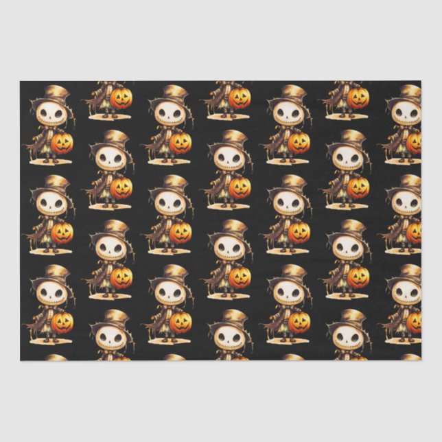Papel De Seda Ghoul Top Hat Jack-o-Lanterna Negra (Frente )