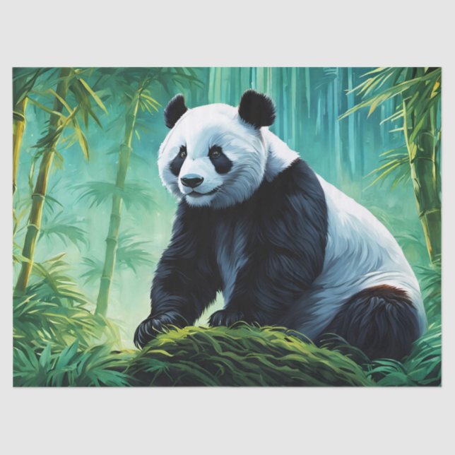 Papel De Seda Giant Panda na Floresta de Bamboo (Frente )