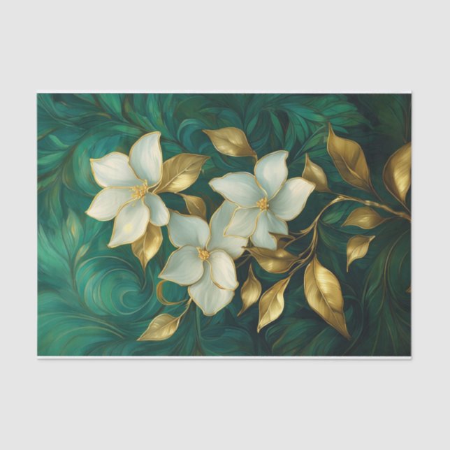 Papel De Seda Gilded Gardenia Elegance, Flores Formais (Frente )