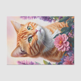 Papel De Seda Ginger Cat Multicolor Arte Floral