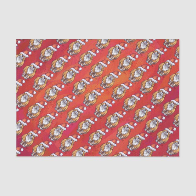 Papel De Seda Ginger Cat Natal Em Vermelho (Frente )