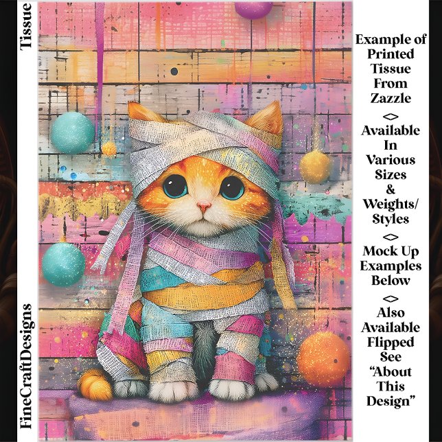 Papel De Seda Ginger Kitten & Party Streamers ED4R Decoupage (Criador carregado)