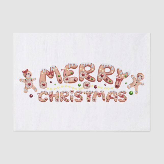 Papel De Seda Gingerbird Men Aquarela Inverno Feliz Natal (Frente )