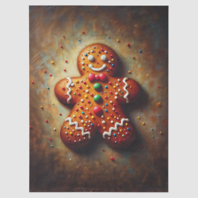 Papel De Seda Gingerbread Cookie Christmas Art (Frente )