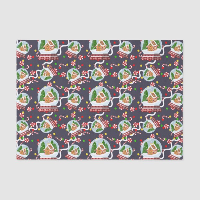 Papel De Seda Gingerbread Snow Globes (Frente )