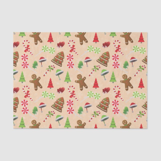 Papel De Seda Gingercake Man, Candy and Santa hat (Frente )