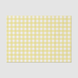 Papel De Seda Gingham amarelo pálido e branco