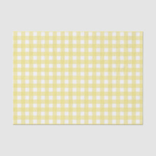 Papel De Seda Gingham amarelo pálido e branco