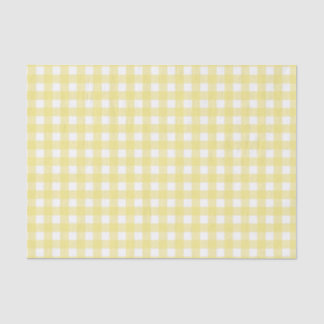 Papel De Seda Gingham amarelo pálido e branco
