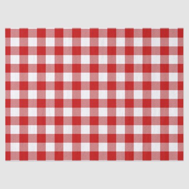 Papel De Seda Gingham de Verão Vermelho e Branco (Frente )