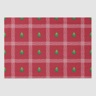 Papel De Seda Gingham desenhado à mão com árvore de Natal