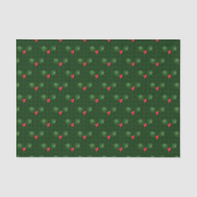 Papel De Seda Gingham Holly Berries (Frente )