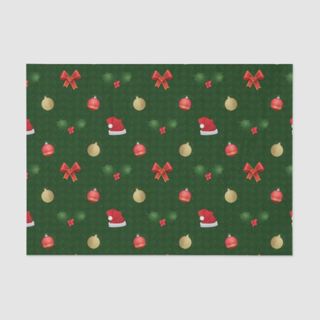 Papel De Seda Gingham Navidad Ornaments (Frente )