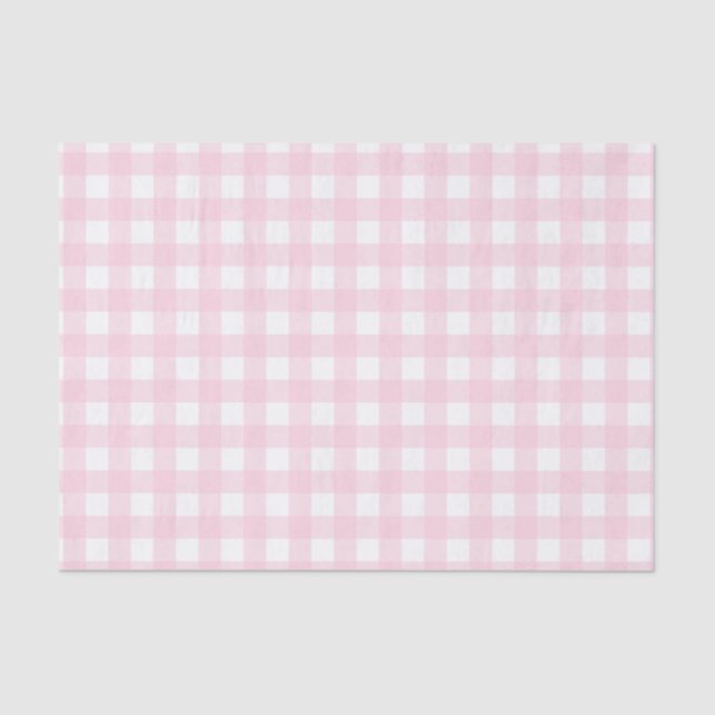 Papel De Seda Gingham rosa pastel (Frente )