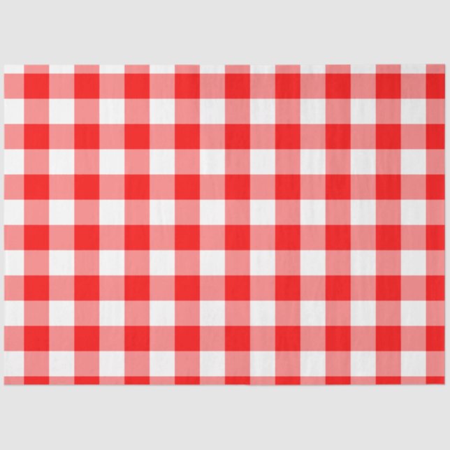 Papel De Seda Gingham Vermelho Brilhante Personalizado (Frente )