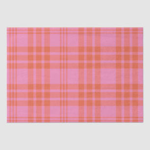 Papel De Seda Gingham Xadrez Cor-de-laranja Cor-de-rosa
