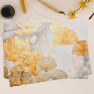 Papel De Seda Gingko Dourado Moderno