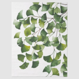Papel De Seda Ginkgo Biloba Verde - 