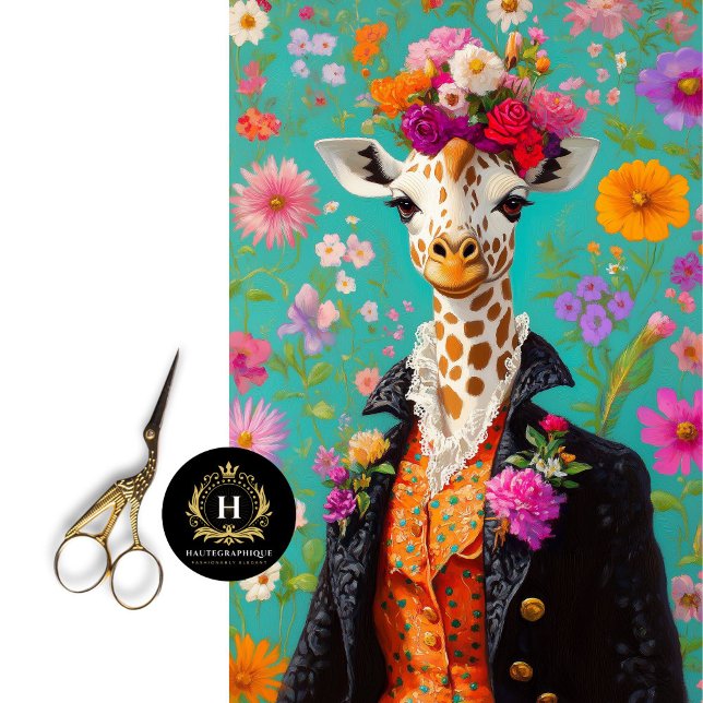 Papel De Seda Girafa Floral Elegante Decoupage (Criador carregado)