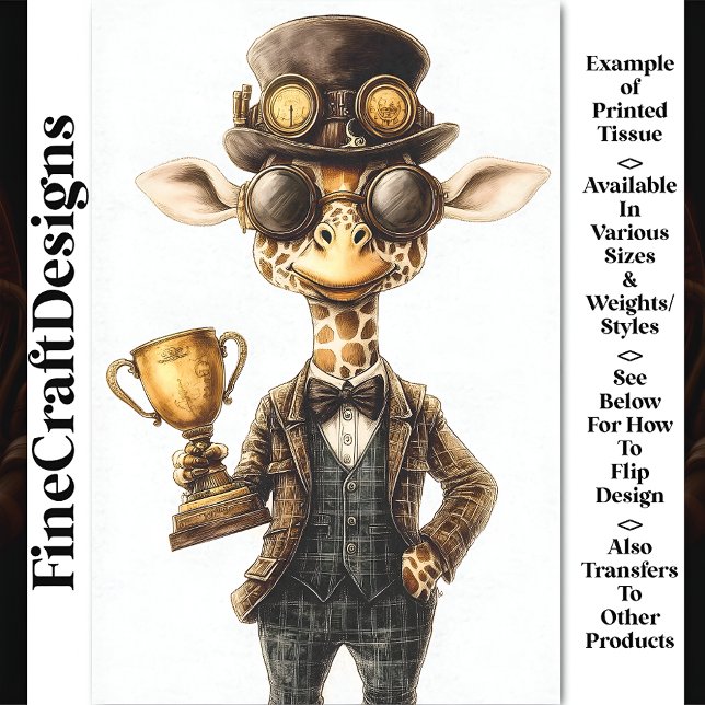 Papel De Seda Girafa Steampunk Excêntrica, Decoupagem Taça Trofé (Criador carregado)