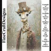 Girafa Steampunk Vitoriana, Decoupage Cartão CA4 c