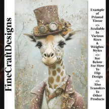 Girafa Steampunk Vitoriana, Decoupage Cartão CA5 c