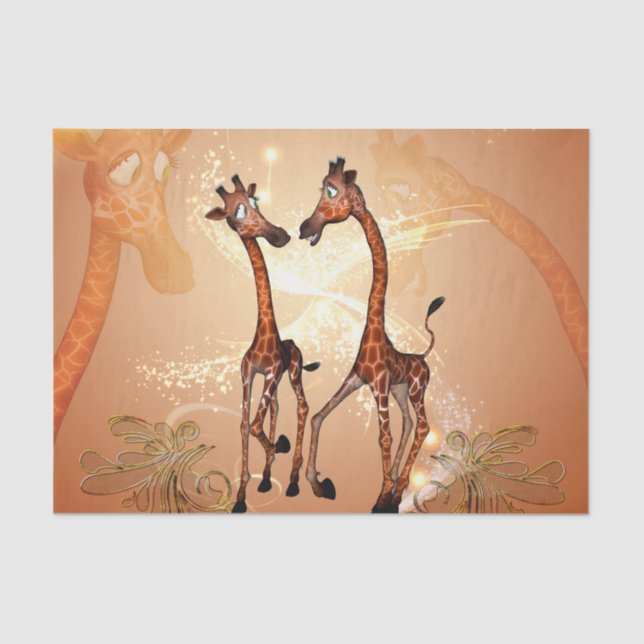 Papel De Seda Girafas engraçados dos desenhos animados (Frente )
