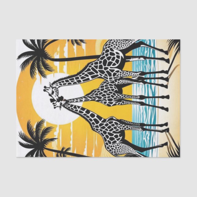 Papel De Seda Girafas na praia (Frente )