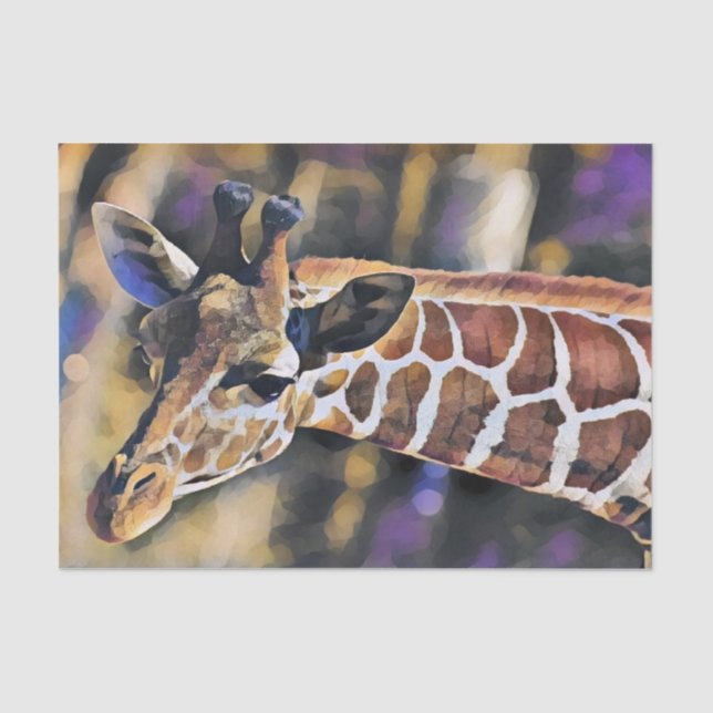 Papel De Seda Giraffe Painting Art Vintage (Frente )