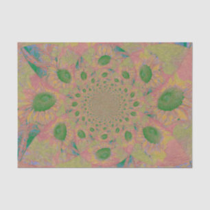 Papel De Seda Girasóis Enrubescem Rosa Verde Arte Abstrata Decou